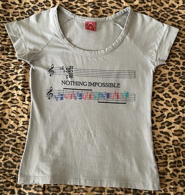 Giorgio Di Mare T-Shirt Size M Nothing Impossible Notes Gray Women