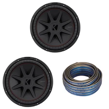 Kicker (2) 52CompVR 15-Inch (38cm) Subwoofers, DVC, 4-Ohm w/ Speaker Wire Bundle