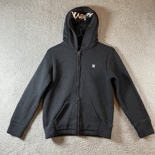 Hurley Boys Full Zip Hoodie Black Fleece Size M 100 Polyester Long Sleeve Logo