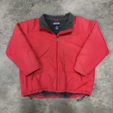 Y2K Lands' End Youth Large Polartec Squall Jacket Fleece Lined Red Nylon Zip