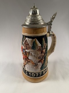 Limited Edition 1977 Christmas Genuine Bavarian Beer Stein. Made In W. Germany