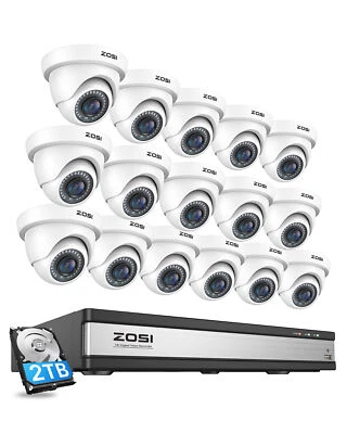 ZOSI H.265+16CH 1080P HD CCTV Security Camera System Outdoor AI Detect 2TB HDD