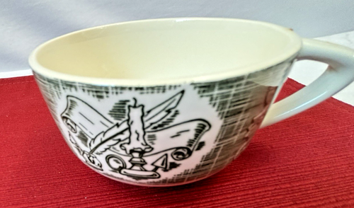 Royal China "The Old Curiosity Shop" Green Transferware - Set of 5 Cups and Sau - Picture 15 of 22