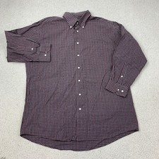 Dockers Premium Never-Iron Dress Shirt Men Size 17-17.5 Multicolor Plaid Cotton