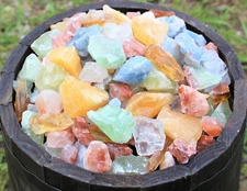 500 Carat Lot Natural Mixed Calcite Minerals (Orange Red Green Blue Honey Ice)
