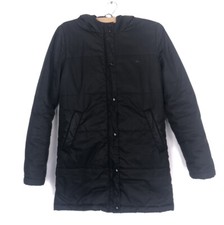 Lacoste Womens Black Puffer Jacket Full Zip Snap Polyester Coat Size 36