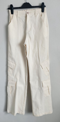 Gilipur Damen-Cargohose hoher Bund creme Größe Small 26 W x 31 L