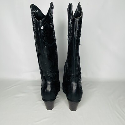 Helen Helen\'s Heart Black Silver Sequin Swirl Western Ladies Boots Sz 6 main image 0