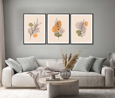Leaves Abstract Vector Art Set of 3 Poster Wall Art Prints Unframed QUALITY