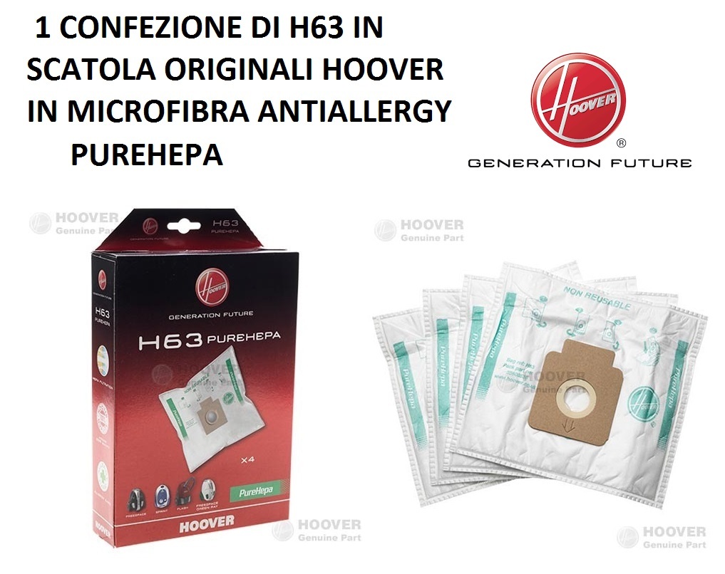 SACCHETTI ASPIRAPOLVERE HOOVER H63 ORIGINALI IN SCATOLA FREESPACE SPRINT FLASCH