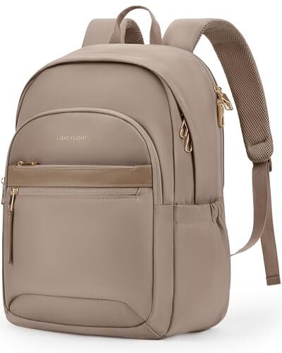 Chic 15.6 Inch Champagne Laptop Backpack for Women - Stylish & Travel-Friendly