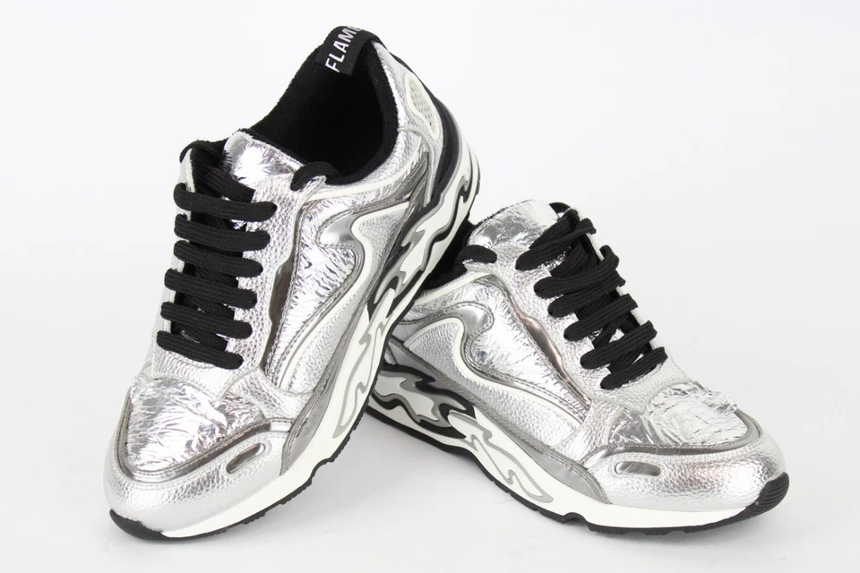 Zapatillas informales para mujer Sandro Flame plateadas EU 35 con cordones Foto 2 de 4