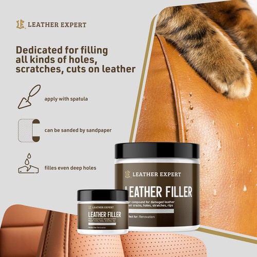Autos Sofa Taschen Jacke Schuhe - Leather Filler - Lederspachtel Flüssigleder - Afbeelding 6 van 21