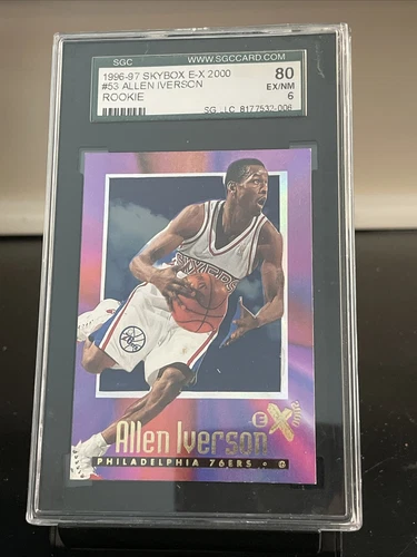 1996-97 Skybox E-X 2000 #53 Allen Iverson rookie graded 80 EX NM