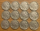 BUFFALO Nickels: 1929-S, 1930,35,36,37,37-S; VG-VF, 2 Each Date, Lot of 12 Coins