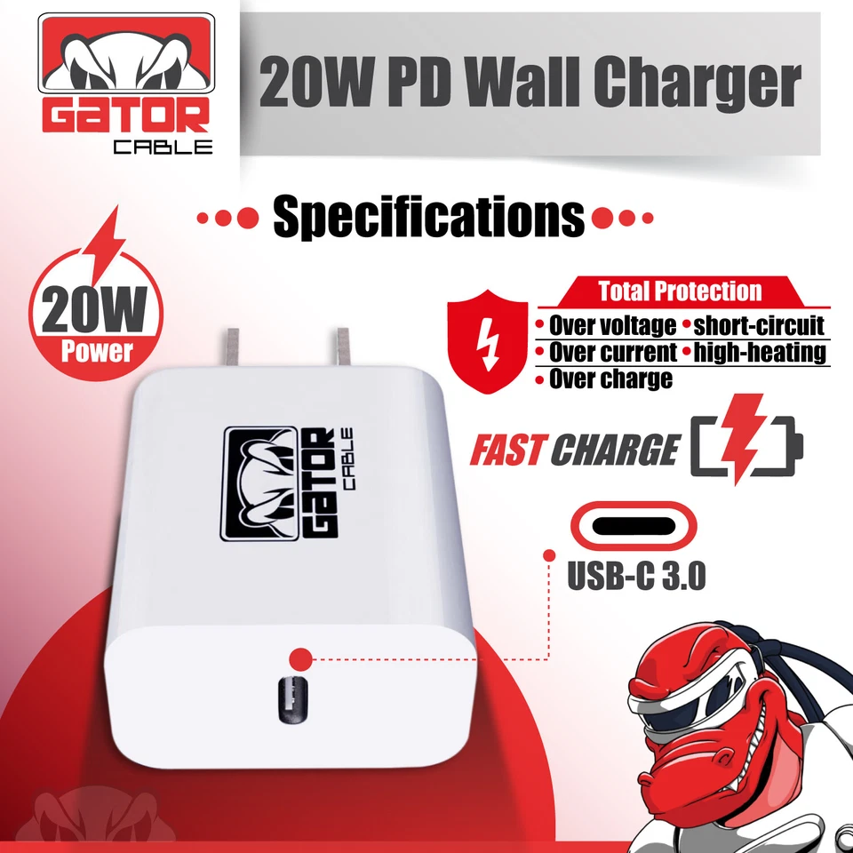 PD 20W USB-C Fast Wall Charger Adapter for iPhone 12 13 14 15 16 Pro Max Samsung - Image 2 of 4