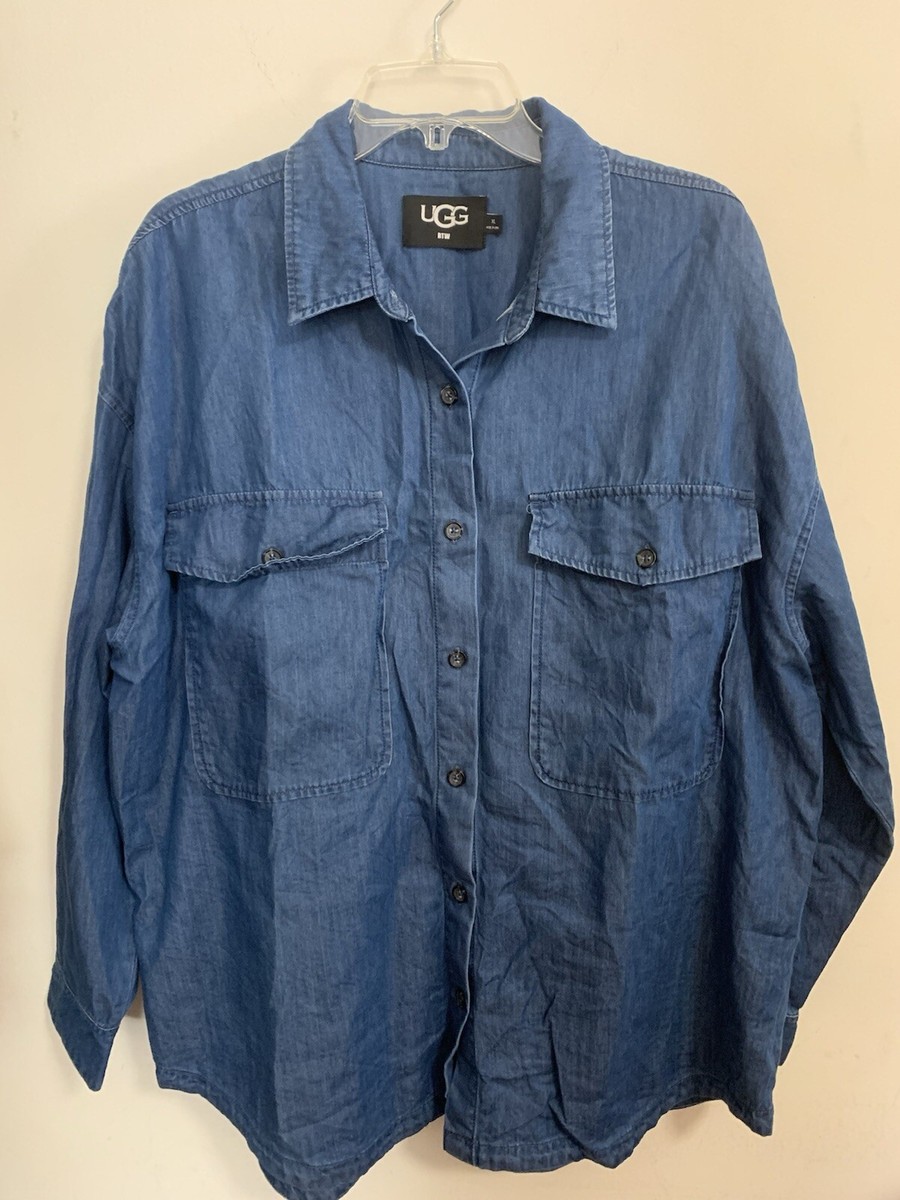Ugg Men's Long Sleeves Button Up Shirt Chambray Double Front