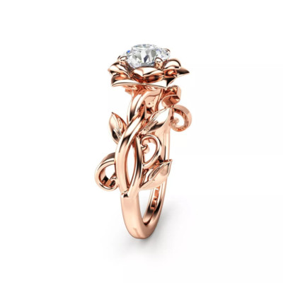 Fantastick Rose Flower Design Simulated Sapphires 925 Sterling Silver Fine Ring