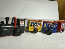Vintage Collectible 4 Piece Set Wind-up COMIC ZIG ZAG EXPRESS TRAIN Tin Litho