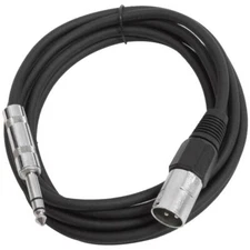 10 Foot Black XLR Male to TRS Patch Cables PA DJ Cords XLRM to 1/4"