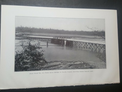 1924 Fotoplatte Timber Bascule Palix River Bridge Pacific Co Hwy 101 Washington