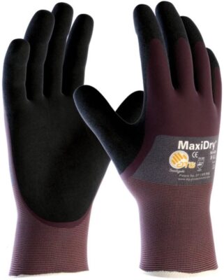 ATG MaxiDry Ultimate Black Fitted Palm Coated Work Gloves,Sizes  Med,Large,XL,XXL
