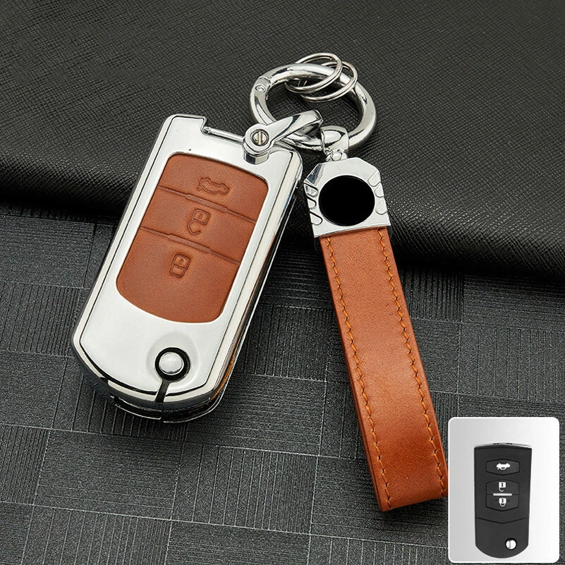 Alloy Leather Car Flip Smart Key Fob Case Cover Holder For MAZDA 2 3 5 6 RX8 MX5
