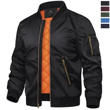 Men's Training Bomber Jacket Atheletic Pilot Jacket Warm Padded Casual Coats