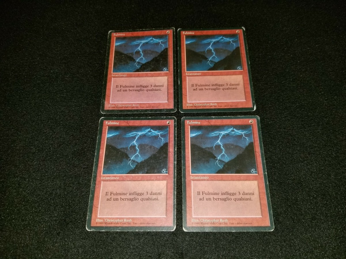 MTG 4x Revised red uncommon HP Italian FBB Lightning Bolt - ships