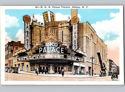 c1929 RKO Palace Theater Theatre Albany New York NY Street View Postcard