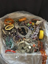 Vintage to Modern Estate jelwery 1 lb all sellable or wearable lot G3D