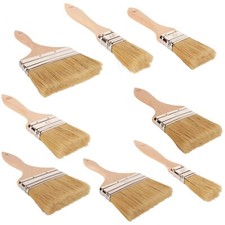Image of Set of 8 Profesional Paint Brush Natural paint Bristle with wooden Beech handle
