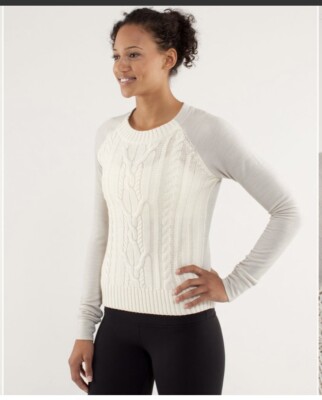Lululemon St Moritz Cable Knit Merino Wool French Terry Sweater Polar Cream