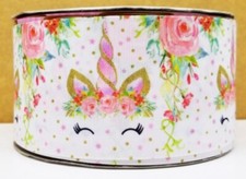 7/8 INCH GROSGRAIN RIBBON Hair Bow Supplies WHOLESALE Unicorn face