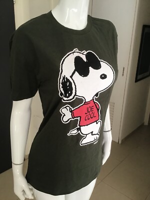 NWT ZARA Snoopy Peanuts  Olive green Top Size S
