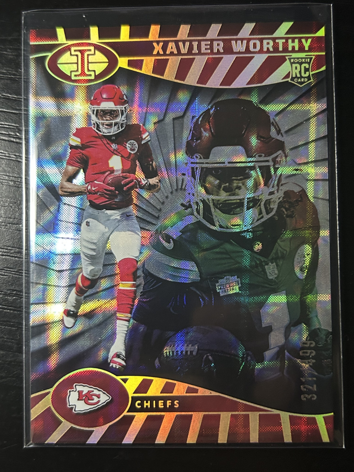 Xavier Worthy  2024 Illusions #45 Mirrored Trophy Collection /499 Rookie RC Chie