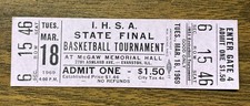 1969 IHSA Illinois Basketball State FInals Full Ticket Waukegan Harvey Thornton