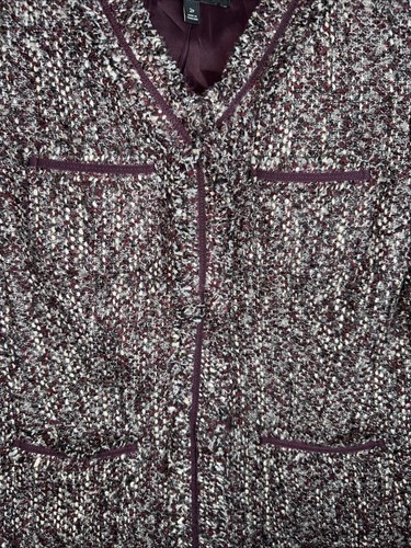 Talbots Womens Wool Blend Tweed Jacket Size 2P Old Money Preppy Burgundy Red - Picture 3 of 6