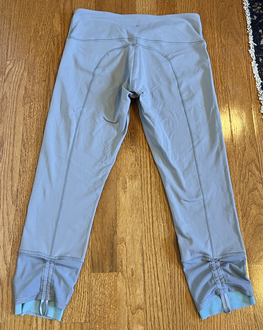 Lululemon Find Your Flow Crop Pant Cadet Blue Lullaby Yoga Leggings Cinch  mesh