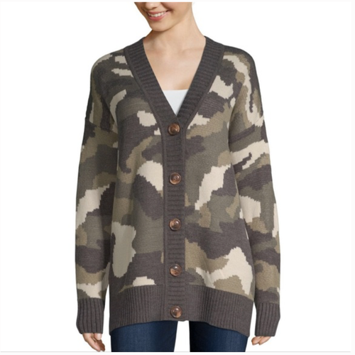 Long Sleeve Cardigan Camouflage XS 