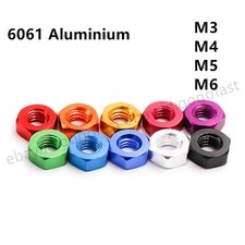 M3 M4 M5 M6 Metric Anodized Aluminium Alloy Hex Nut - Choice Of Colour
