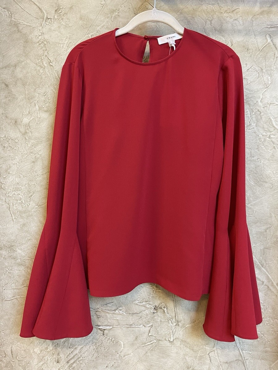 FRAME Long Bell Sleeve Top Sz S Red NWT | eBay