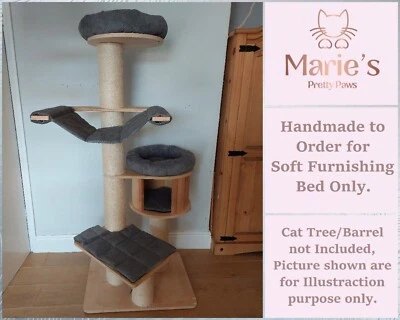 HANDMADE GREY CHENILLE CORD Cat Tree Bed Replacement Set for Natural Paradise Magnolia XL