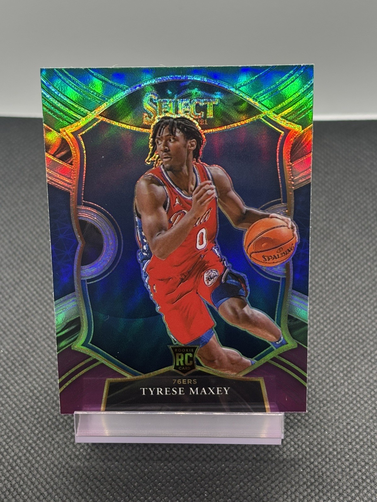 2020 Panini Select Tyrese Maxey Concourse Green White Purple Prizm Rookie #81