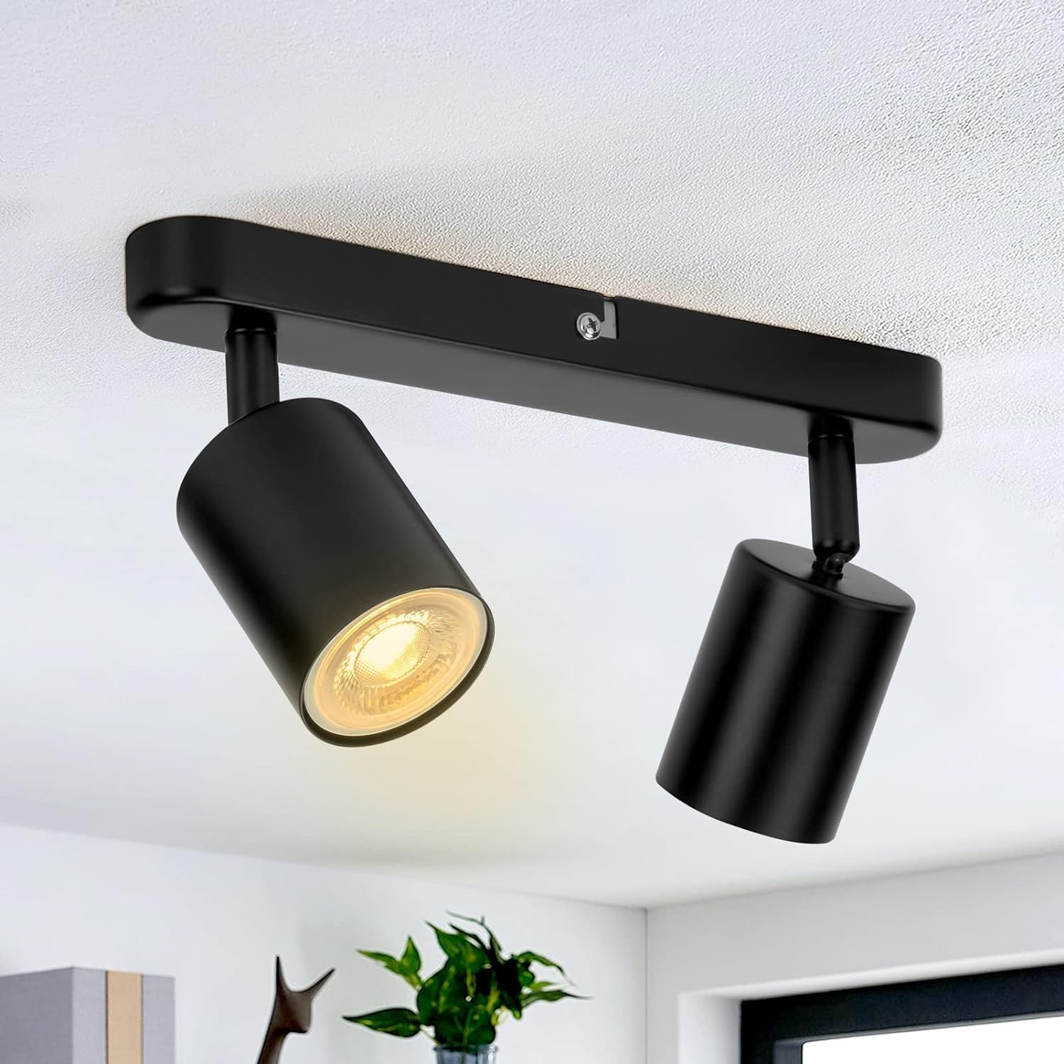 2 Way Spotlight Ceiling Light Rotatable Black Spot Lights GU10 Industrial