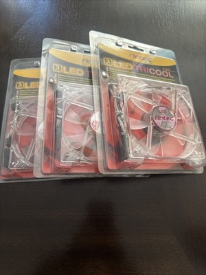 3 pack of Antec TriCool 120mm Red LED  Fan  3 Speed Switch  3-Pin/4-Pin  Power 