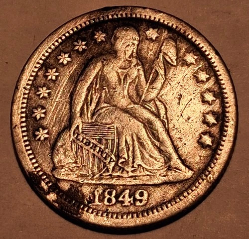 1849-O Seated Liberty Dime – Low Mintage New Orleans – VF Details Cleaned #868