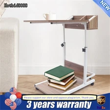 Adjustable Height Laptop Desk Rolling Bedside Table Computer Over Bed Standing