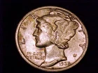 1935-S  Mercury Dime, Extra Fine to About Uncirculated Grade.