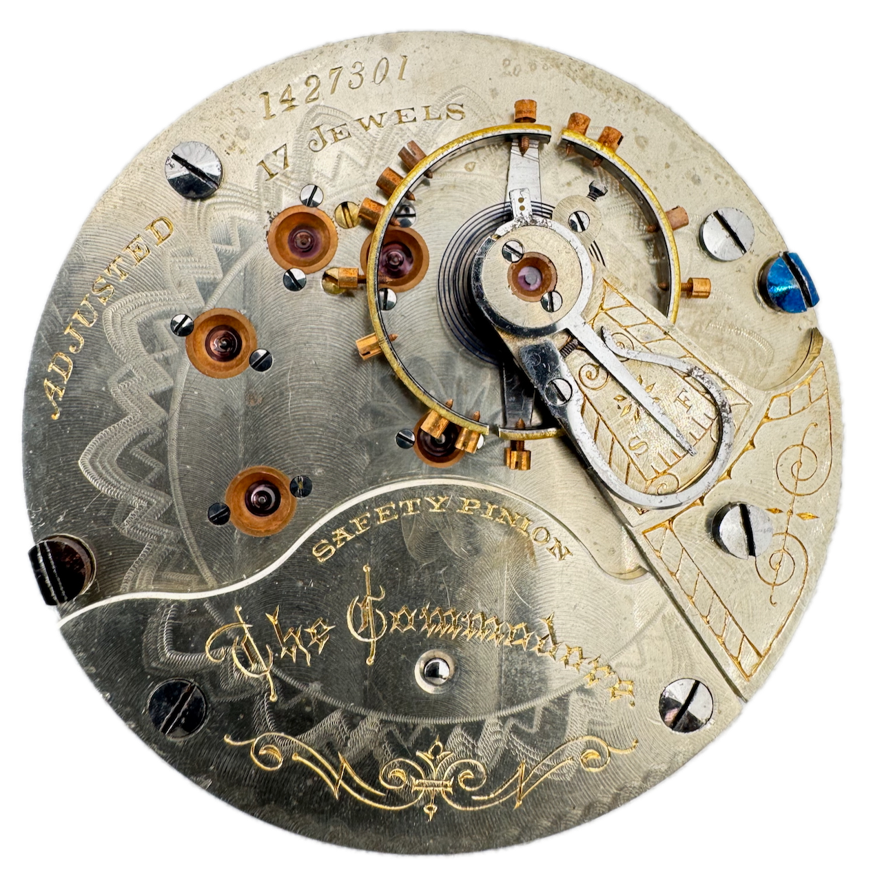 Antique 18s 1898 Illinois The Commodore 17j Railroad Pocket Watch Movement 64